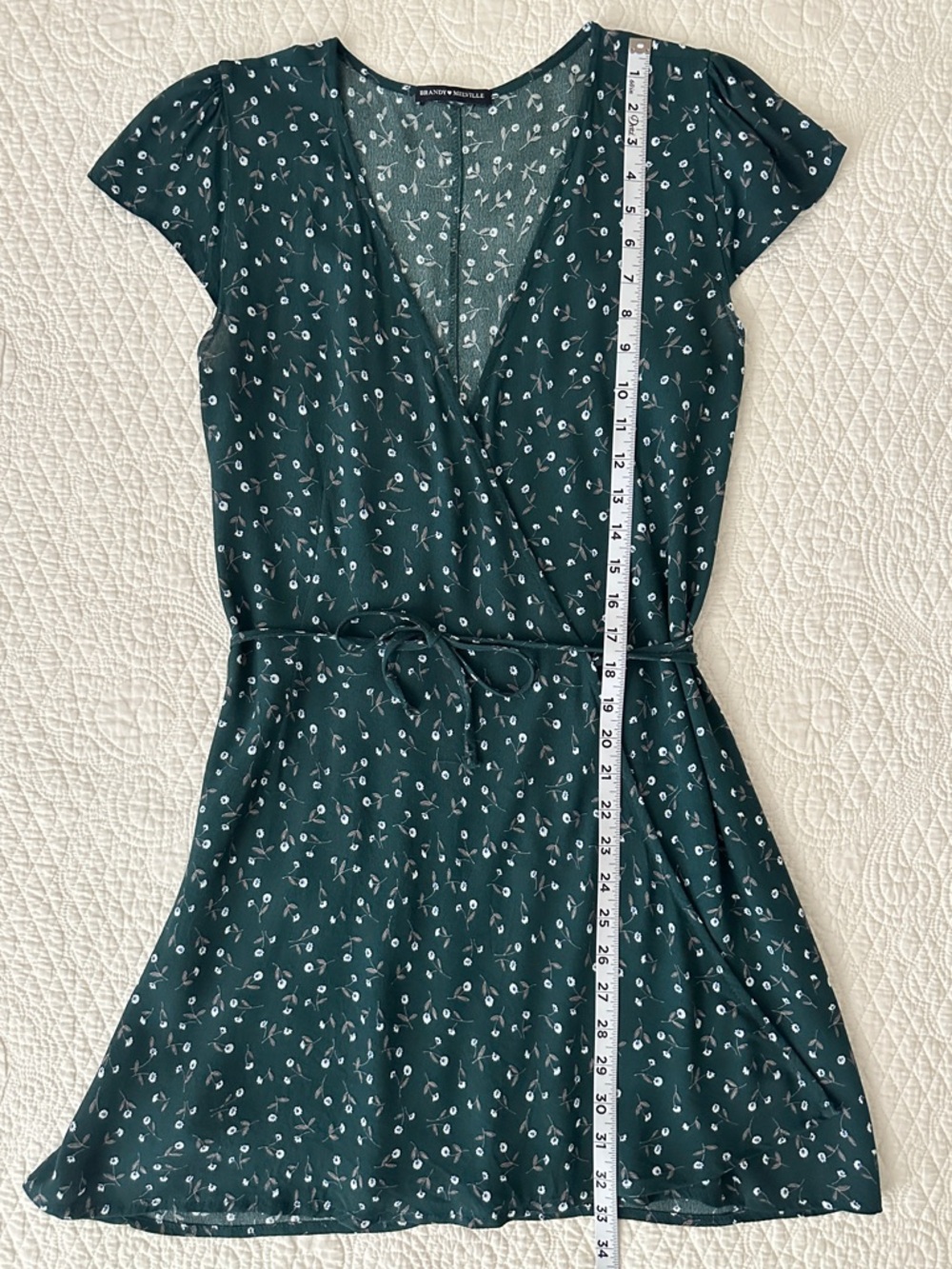 Brandy Melville Robbie Green Ditsy Floral Wrap Dress - Picture 6 of 16